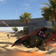 A Halo Infinite Spartan riding a ghost in a desert level.